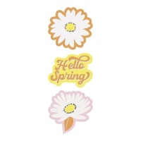 Hallo Frühling Blume Aufkleber - 3 Einheiten