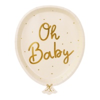 Oh Baby Ballonteller 17,5 x 22 cm - 6 Stück.