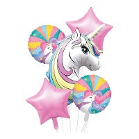 Buntes Einhorn-Bouquet - 5 Stück