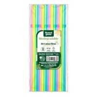21 cm lange biologisch abbaubare Strohhalme in flexiblen Farben - Honest Green - 50 Stück