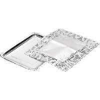 Rechteckiges Tablett, 38 x 31 cm, aus Karton mit goldener Spitze