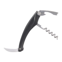 Schwarzer Korkenzieher mit Messer und Flaschenöffner