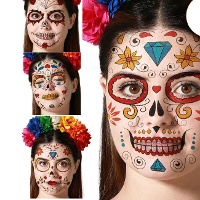 Bunte Catrina-Temporärtattoos - 1 Stück