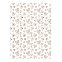 Kartonpapier mit rosa Herzen 32 x 43,5 cm - Artis Dekor - 5 Stk.