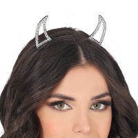 Glänzende silberne Teufelshörner-Diadem