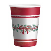 270 ml Mistelzweigbecher mit roter Schleife - 6 Stück