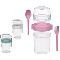 Tupper von 1,1 L mit Becher und Besteck - 1 Stück
