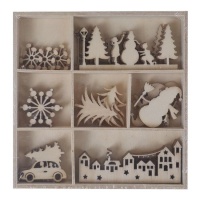 Gestanzte Holzfiguren des Weihnachtsdorfes - Artis Dekor - 35 Stück.