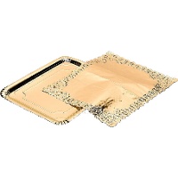 Rechteckiges Tablett aus Karton, 38 x 31 cm, mit goldener Spitze