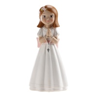 Figur für die Erstkommunionstorte, Mädchen mit Rosenkranz, 16 cm