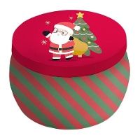 Runde rote Metallbox mit Weihnachtsmann - 1 Stück