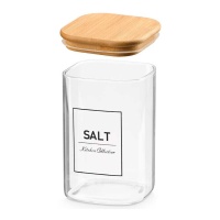 Borosilikatglas-Behälter 1,2 L mit Bambusdeckel Salt