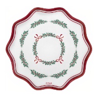 Tablett mit 33 cm Durchmesser mit Mistelzweig und roter Schleife - 2 Stück