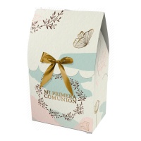 Geschenkbox 13,5 x 8 x 5 cm mit Klappe zur Erstkommunion in Beige - 2 Stück