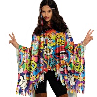 Hippie-Poncho Frieden und Liebe für Erwachsene