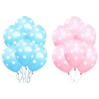 Latex-Ballons mit weißen Punkten 30 cm - 8 Stk.
