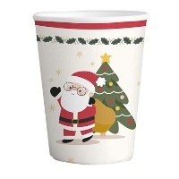 Papierbecher mit rotem und weißem Weihnachtsmann-Design, 266 ml - 6 Stück