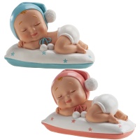 Figur für die Tauf-Torte von einem schlafenden Baby mit Pompom