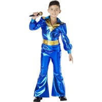 Metallisch blaues Disco-Kostüm für Jungen