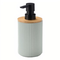 Gestreifter Seifenspender mit Bambus-Deckel