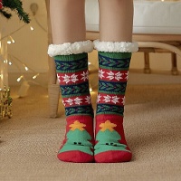 Weihnachtsbaumsocken mit Schaffell - 1 Paar