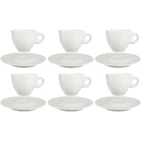Porzellankaffeetasse mit Teller - 120 ml, 6er-Set