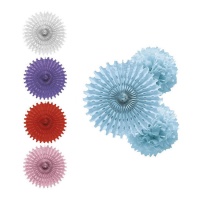 Fächer-Anhänger mit bunten Pompons - 3 Stück.