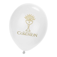 Latexballons für die Erste Kommunion mit goldenem Kelch 23 cm - 6 Stück