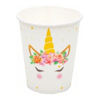 Vasos de Unicornio con flores y estrellas - 8 unidades