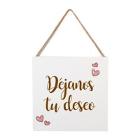Holzposter Leave us your wish 20 x 20 x 2 cm