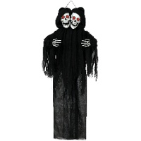 Doppelte Totenkopf-Hängefigur mit Licht und Ton, 1,70 m