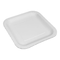 Quadratische weiße Papp-Teller, 26 cm - 12 Stück