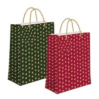 Geschenktüte mit Weihnachtssternen 32 x 26 x 10 cm - 1 Stück