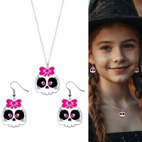 Set aus Schädelohrringen und -halskette