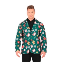 Grüne Weihnachtsjacke mit Santa Claus