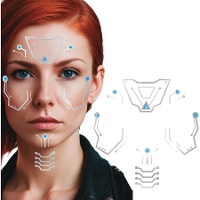 Futuristische, temporäre Gesichtstattoos