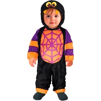 Kostüm einer schwarzen und orangefarbenen Spinne für Babys