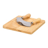 Bambus-Schneidebrett 20 x 20 cm mit Doppelklingen-Gemüsehacker