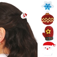 Sortierte Weihnachtshaarclips, 2,5 cm - 5 Stück