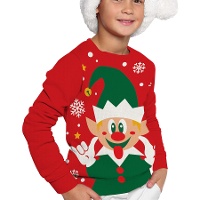 Kinder-Weihnachtspullover mit Elfenmotiv