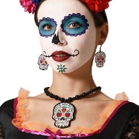 Set aus Ohrringen und Halskette mit Catrina-Motiv