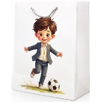 Kommunion-Geschenktüte für Jungen mit Fußballmotiv, 40 x 30 x 12 cm