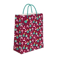 Geschenktüte 60 x 45 x 13 cm, rot mit Mustern - 1 Stück
