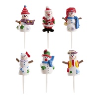 Sortierte Schneemann und Santa Picks, 3,5 cm - 72 Stück