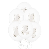 Latexballons mit Taube 30 cm - PartyDeco - 6 Stück.