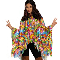 Bunter Hippie Poncho für Erwachsene