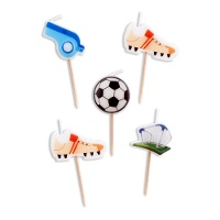Fußballkerzen mit Ball und Tor - 5 Stück