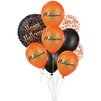 Happy Halloween Bouquet mit Spinnweben - 9 Stück