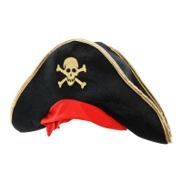 Kinder Piratenhut mit goldener Totenkopf