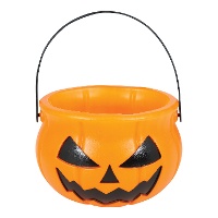 11 cm großer orangefarbener Kürbis-Hexenkessel